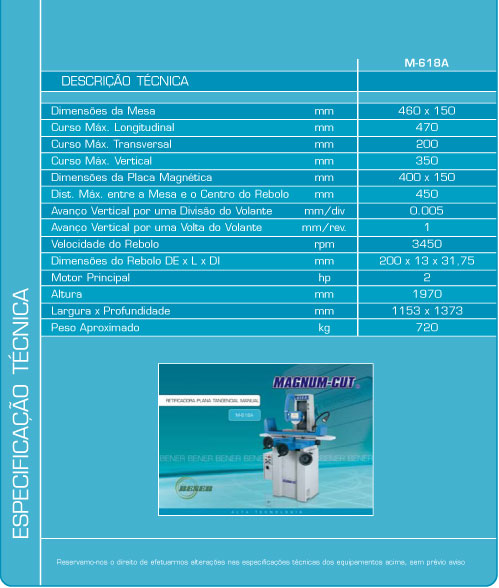 Retificadora Plana Tangencial Manual - Magnum-Cut
